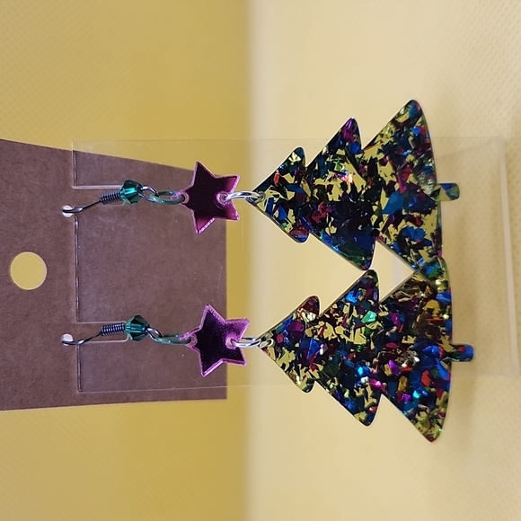 Christmas Tree Earrings - Picture 2 of 2